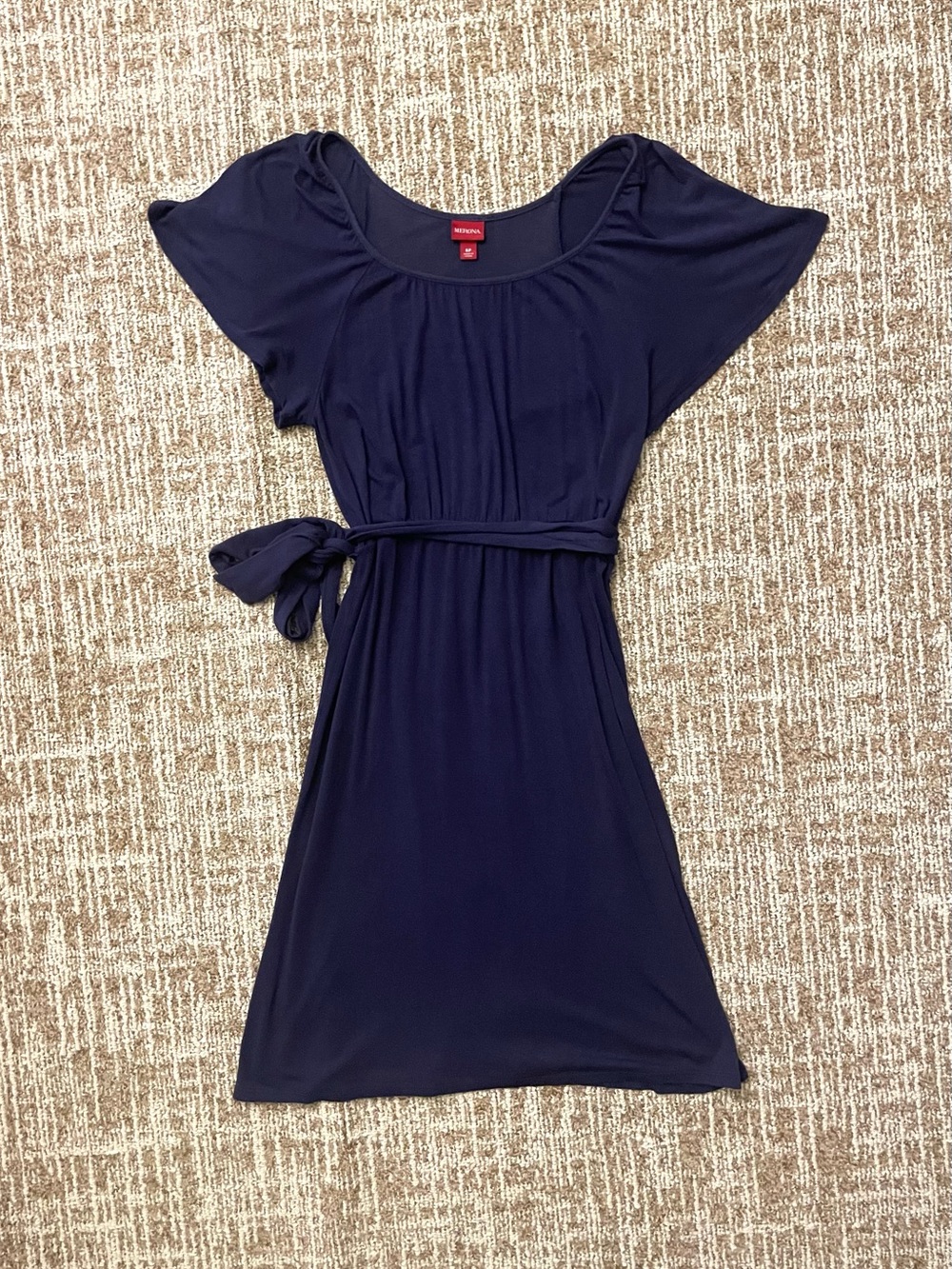 Merona Navy Blue Knee Length Tie-Waist Dress